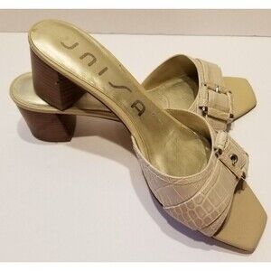 Unisa Women's Leather Sandal Kalice Size 9M Slip On Beige Buckle